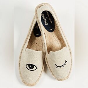Soludos Beige Eye Embroidered Espadrilles
